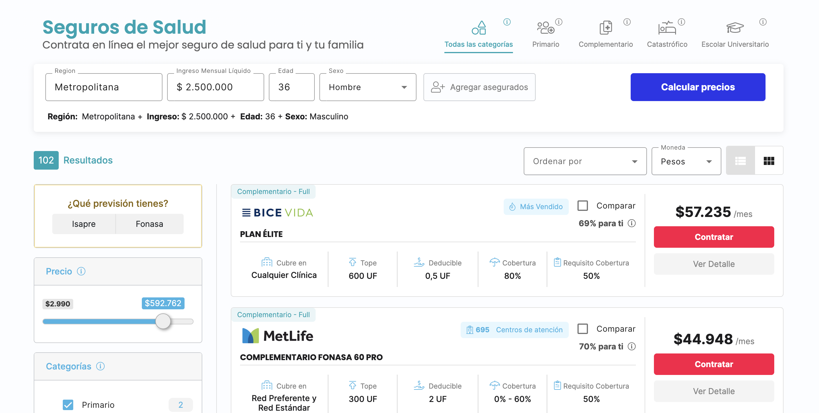 Imagen del comparador de seguros de salud